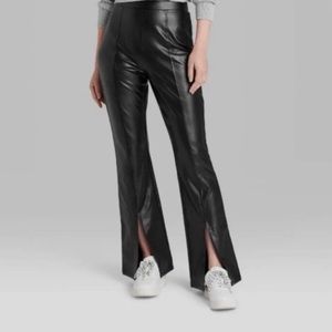 Wild Fable Black Faux Leather Split Hem Pants
